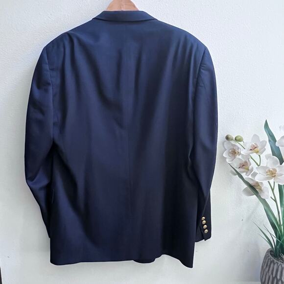 HART SCHAFFNER & MARX Navy Blazer Men's 44R USA Gold Button Sport Coat Jacket - Picture 2 of 6